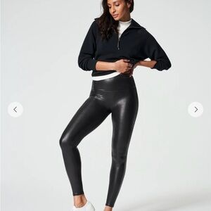 SPANX Faux Leather Black Leggings.  *NEVER WORN